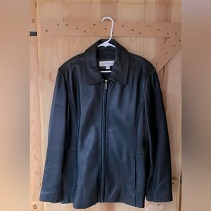 Liz Claiborne real leather zip coat